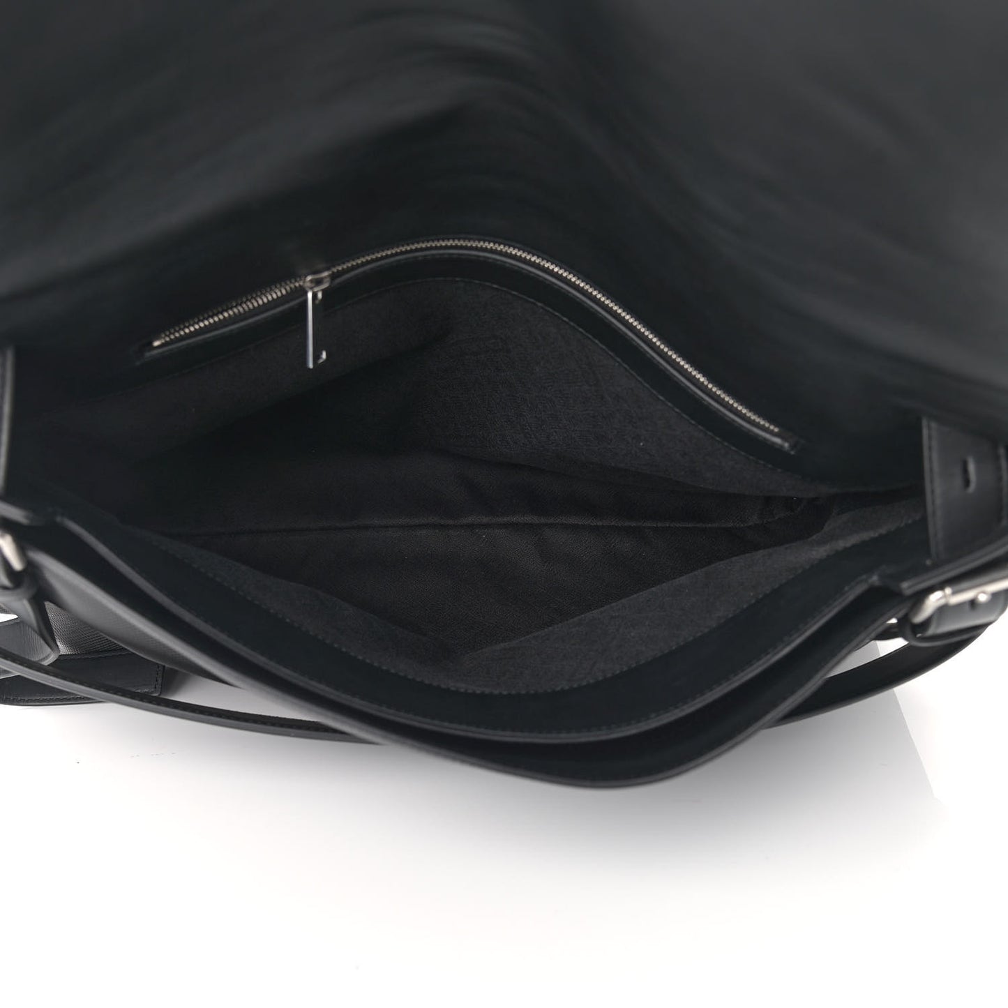 Textured Calfskin Messenger Crossbody Bag Black