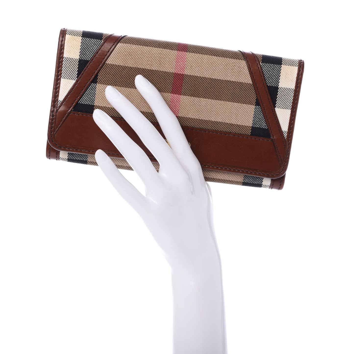 House Check Bridle Calfskin Penrose Continental Wallet Dark Tan