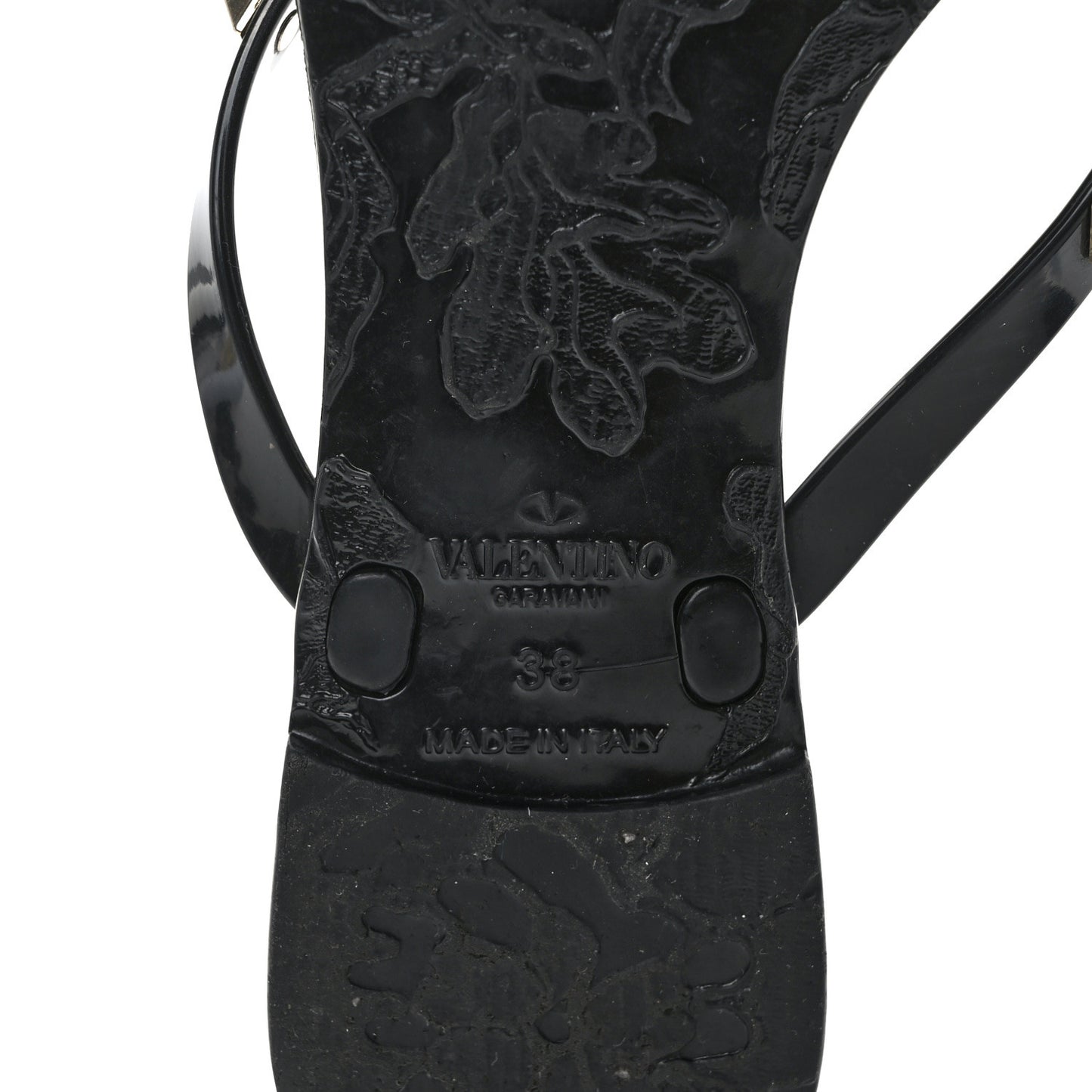 VALENTINO GARAVANI PVC Jelly Rockstud Bow Thong Sandals 38 Black