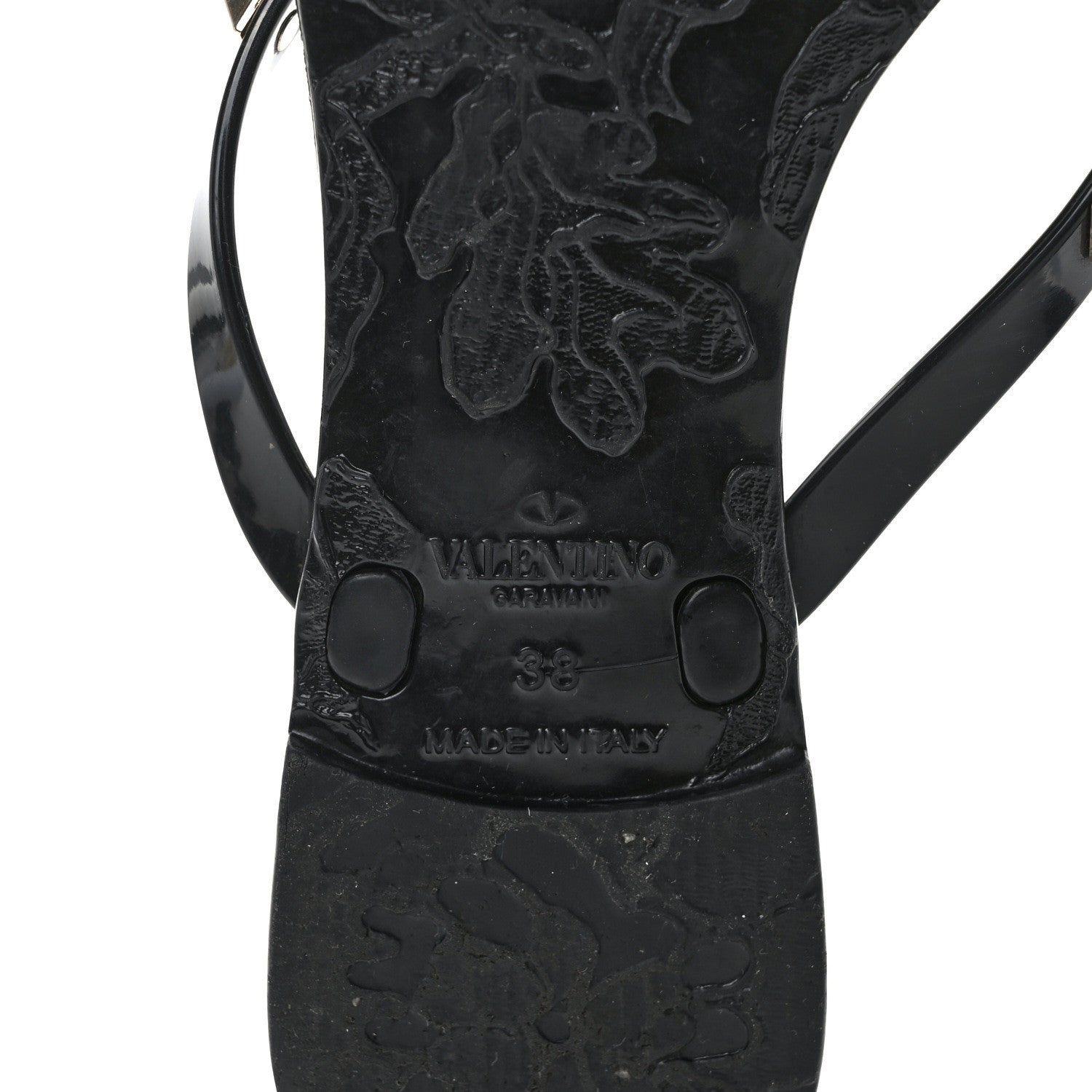 Valentino Garavani VALENTINO GARAVANI PVC Jelly Rockstud Bow Thong Sandals 38 Black 6 of 7