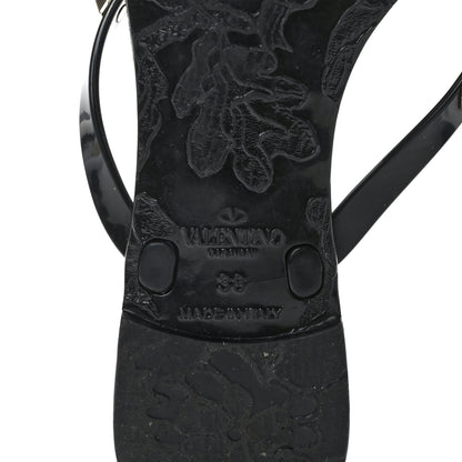 Valentino Garavani VALENTINO GARAVANI PVC Jelly Rockstud Bow Thong Sandals 38 Black 6 of 7