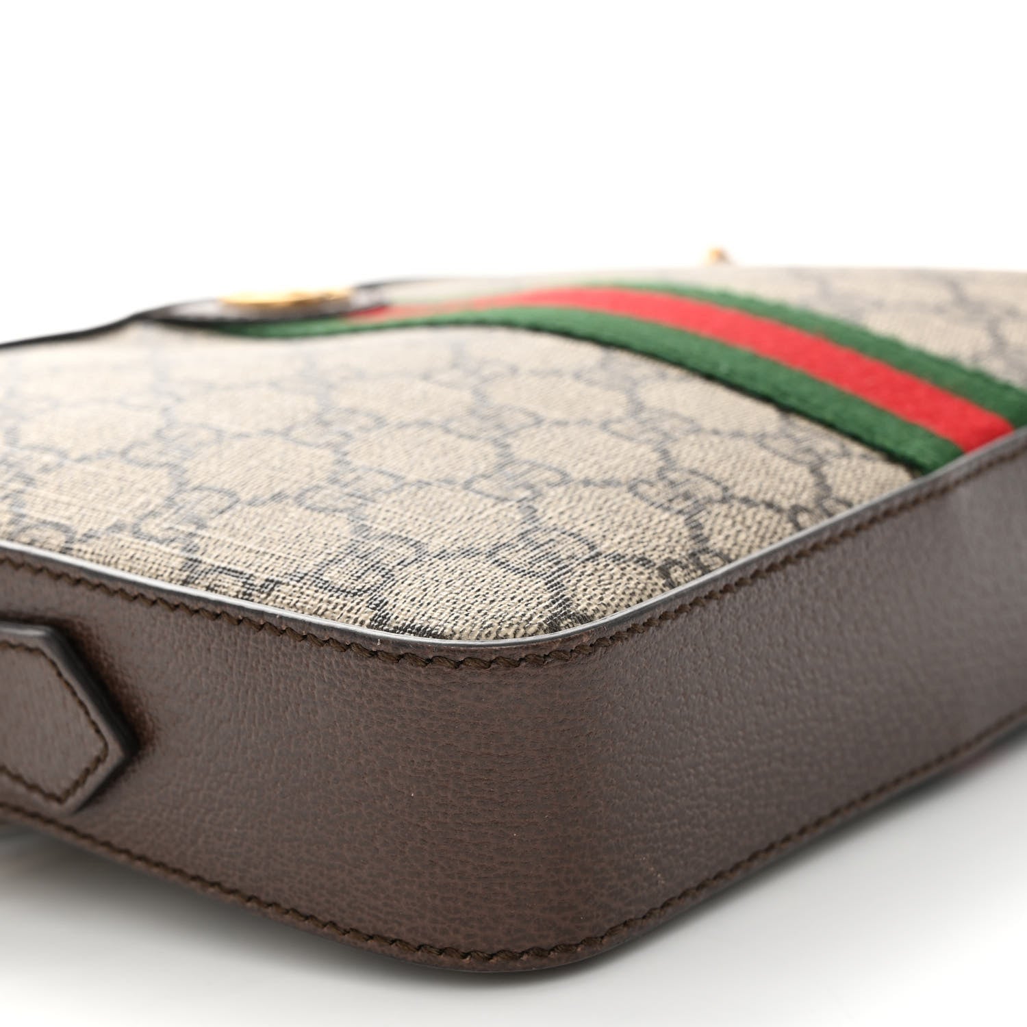 Gucci GG Supreme Monogram Textured Dollar Calfskin Web Ophidia Wristlet Shoulder Bag Beige Ebony New Acero 8 of 8