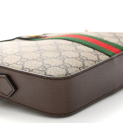 Gucci GG Supreme Monogram Textured Dollar Calfskin Web Ophidia Wristlet Shoulder Bag Beige Ebony New Acero 8 of 8