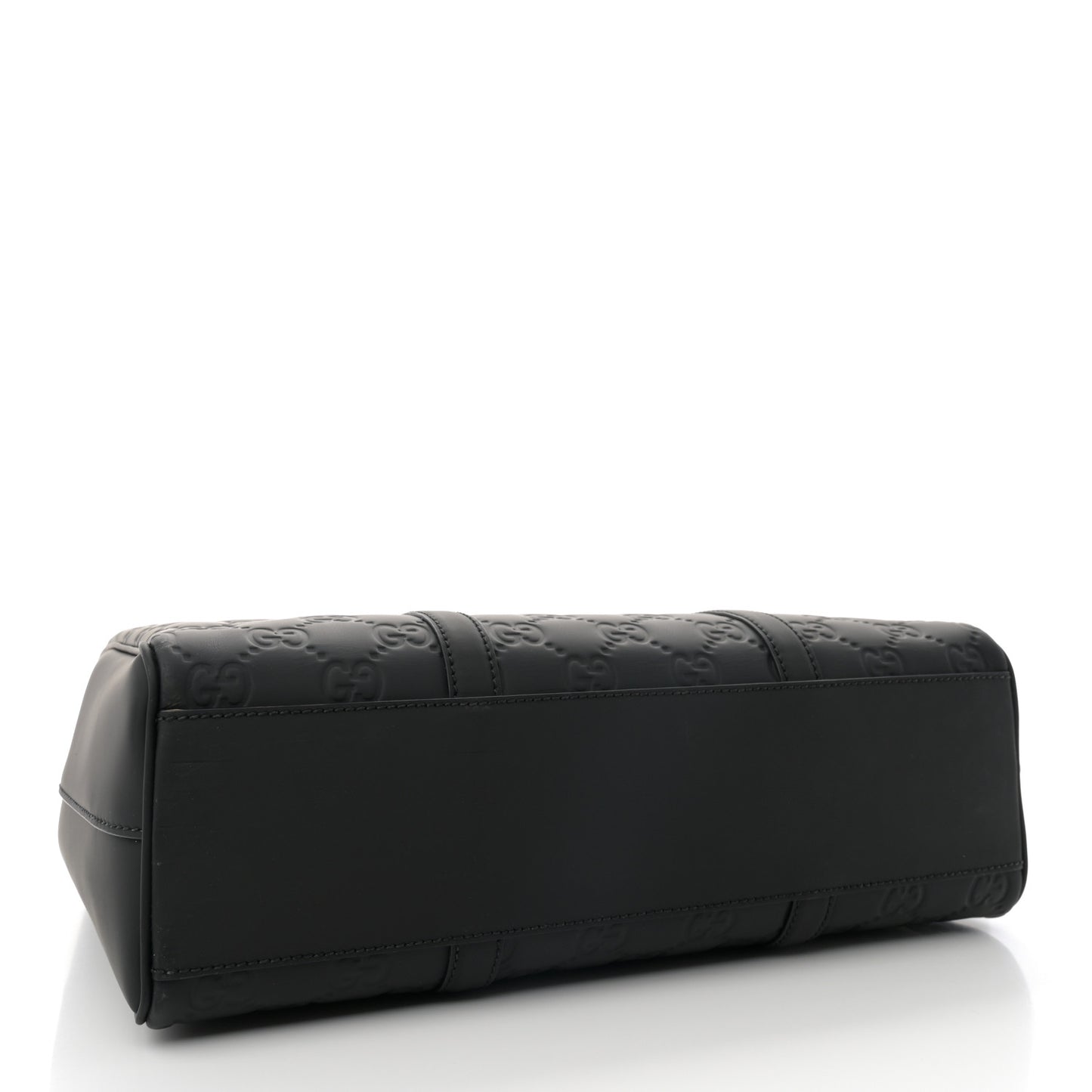 Calfskin Rubber Effect Tall Convertible Tote Black