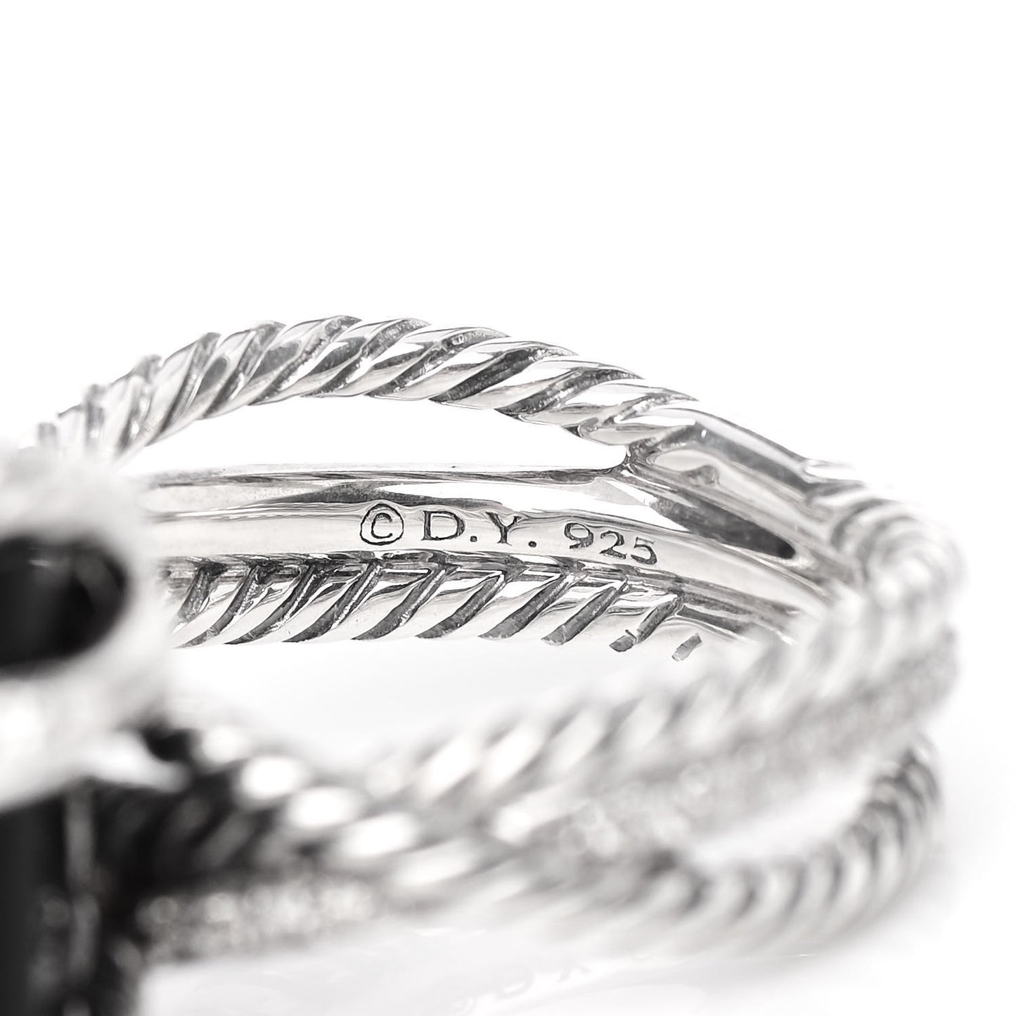 Sterling Silver Diamond Black Onyx 15mm Cable Wrap Ring 55 7.25