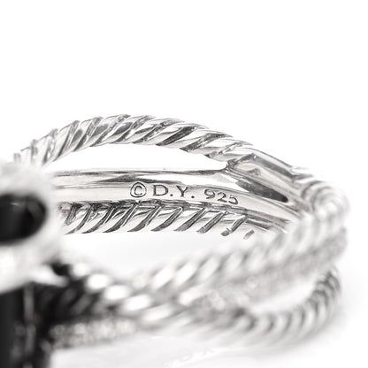 David Yurman Sterling Silver Diamond Black Onyx 15mm Cable Wrap Ring 55 7.25 4 of 5