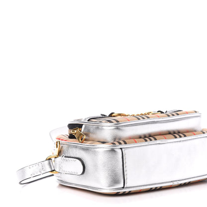 Burberry Smooth Calfskin 1983 Knight Check Link Camera Bag Silver 8 of 10