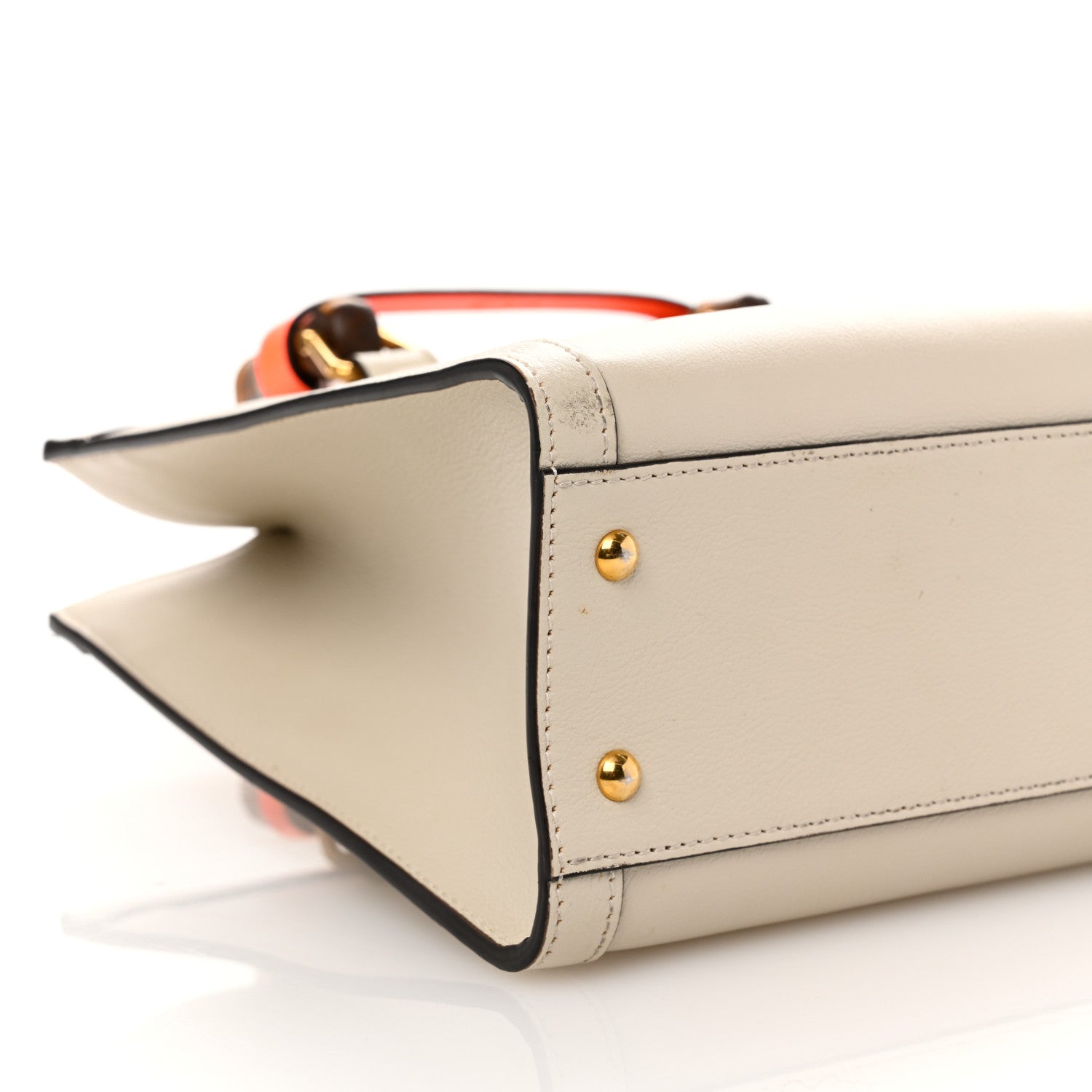 Gucci Wonka Grain Calfskin Small Diana Tote Bag Mystic White Orange Fluo 9 of 12