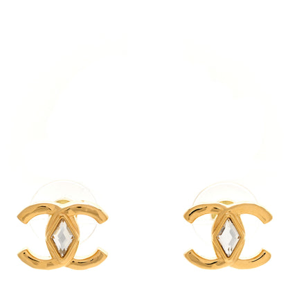 Chanel Crystal Studded CC Earrings Gold 1 of 4