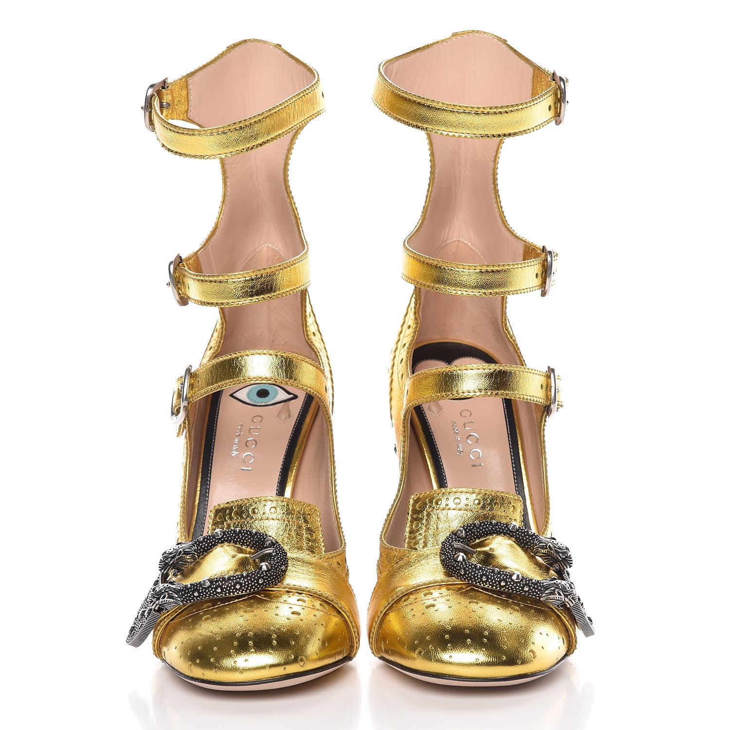Gucci Nappa Kingsnake Queercore Mid Calf Loafer Pumps 35 Oro Vecchio 2 of 9