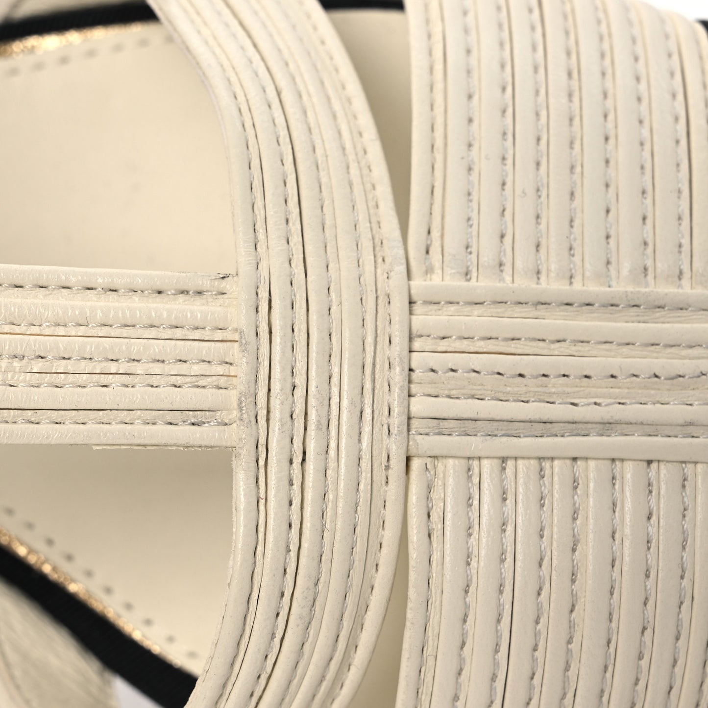 Lambskin Grosgrain Pearl CC Cap Toe Slingback Sandals 36 Ivory Black