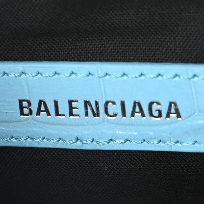 Balenciaga Extra Supple Calfskin Crocodile Embossed Le Cagole Shoulder Bag XS Cyan 6 of 11