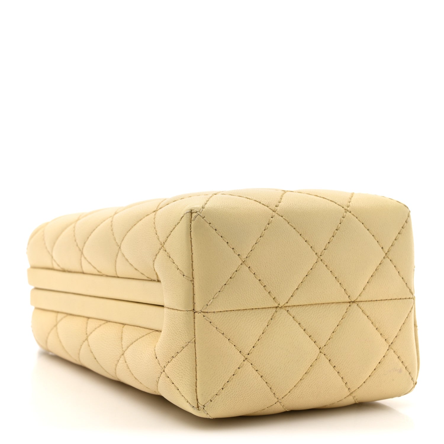 Chanel Lambskin Quilted Kisslock Crossbody Yellow 4 of 11