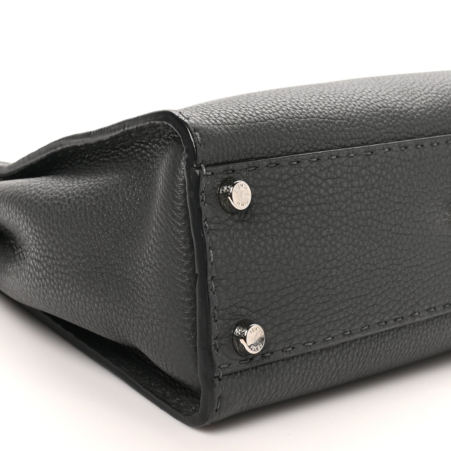 Fendi Cuoio Romano Selleria Bi-Color Medium Peekaboo Iconic Satchel Asfalto Latte 8 of 9