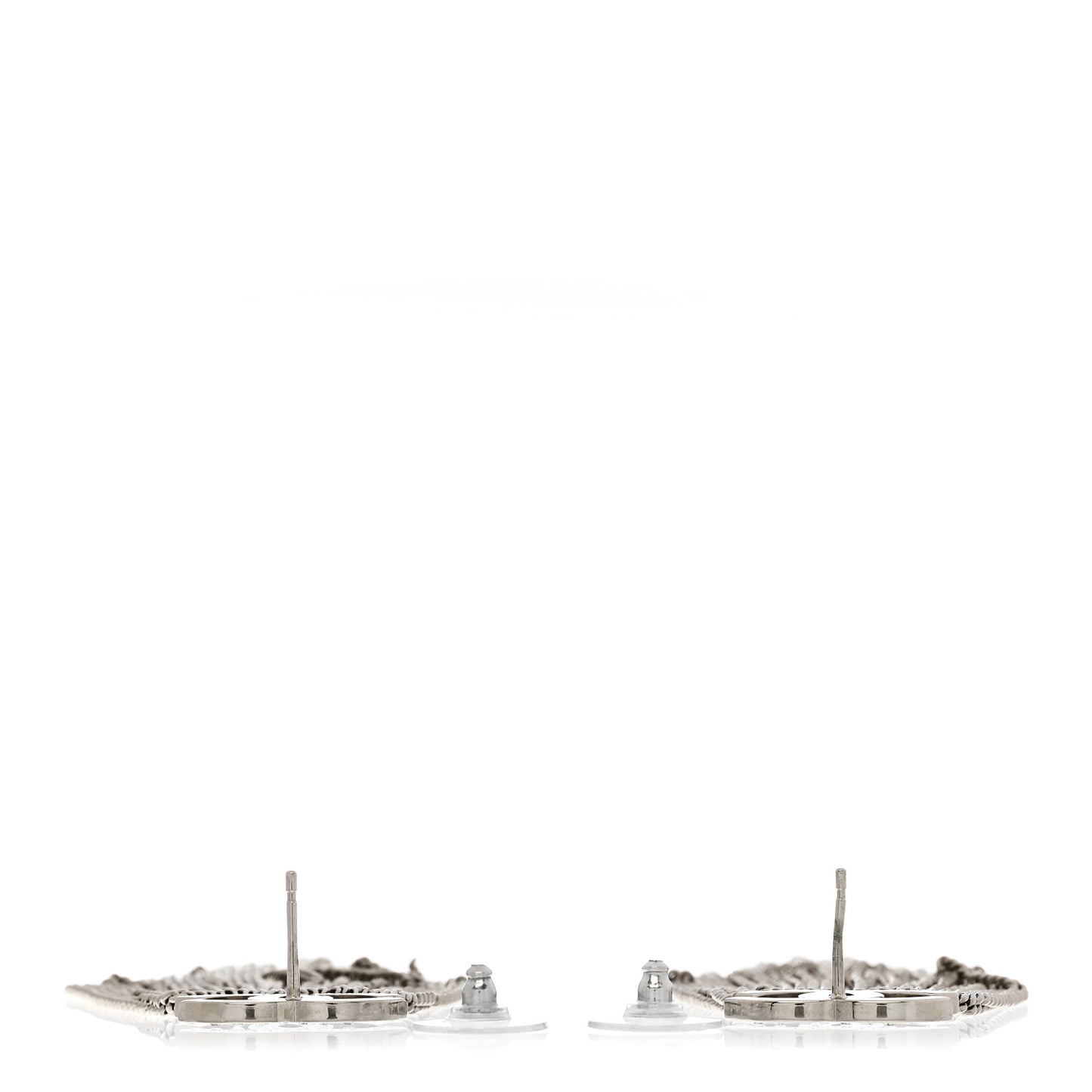 Baguette Crystal CC Chain Drop Earrings Silver