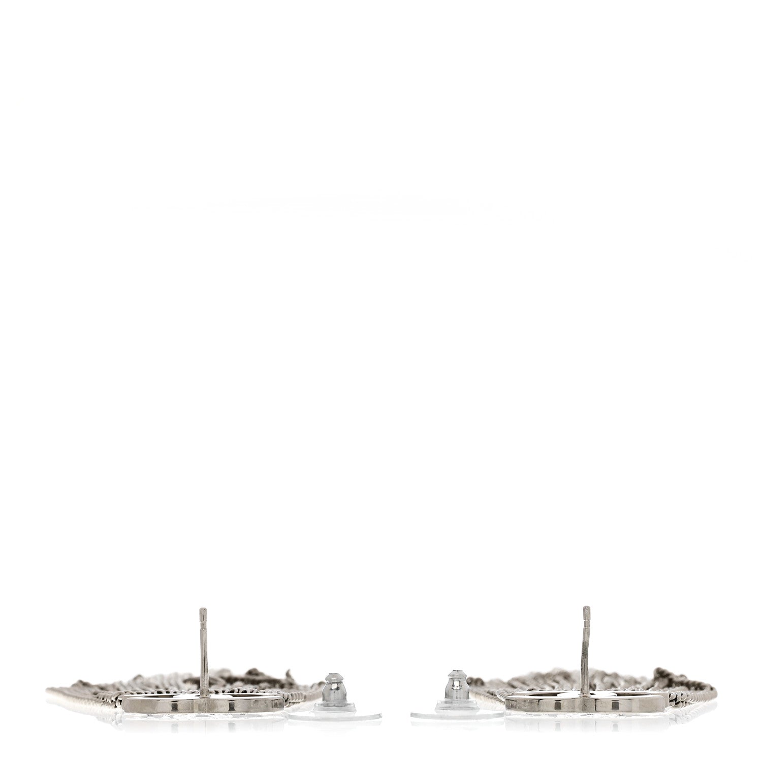 Chanel Baguette Crystal CC Chain Drop Earrings Silver 3 of 5