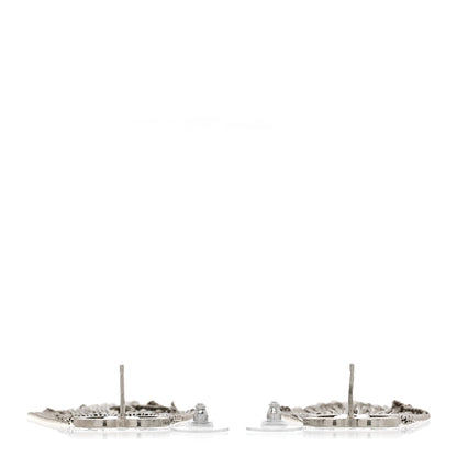 Chanel Baguette Crystal CC Chain Drop Earrings Silver 3 of 5