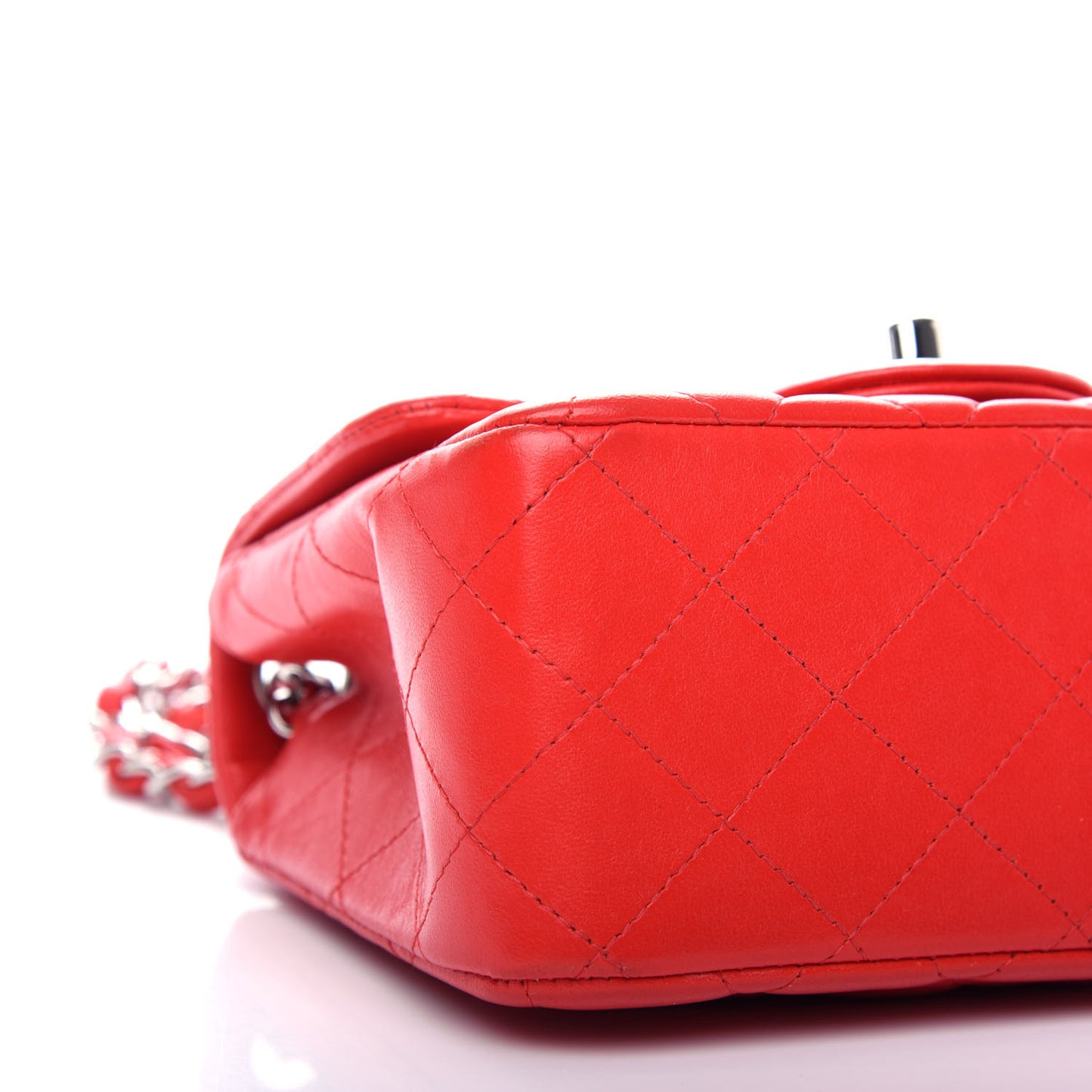Lambskin Quilted Mini Square Flap Red