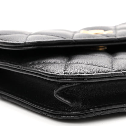 Chanel Lambskin Quilted Pearl Crush Clutch With Chain Black 10 of 12