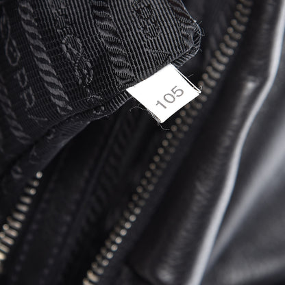Prada Soft Calf Pleated Hobo Black 7 of 9