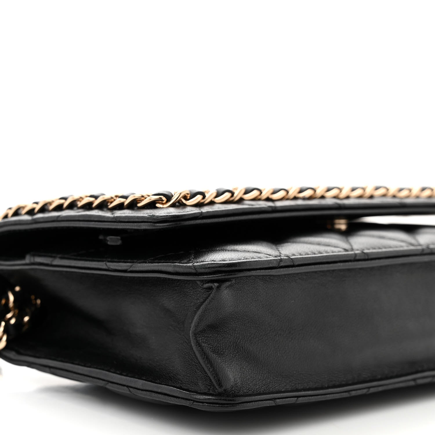 Chanel Lambskin Quilted Chain Around Wallet On Chain WOC Black 10 of 11