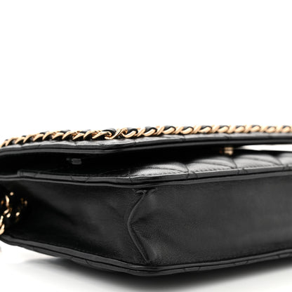 Chanel Lambskin Quilted Chain Around Wallet On Chain WOC Black 10 of 11