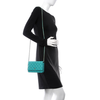 Chanel Caviar Quilted Wallet On Chain WOC Turquoise 2 of 9