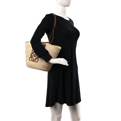 Loewe Calfskin Raffia Small Anagram Basket Tote Bag Natural Tan 2 of 9