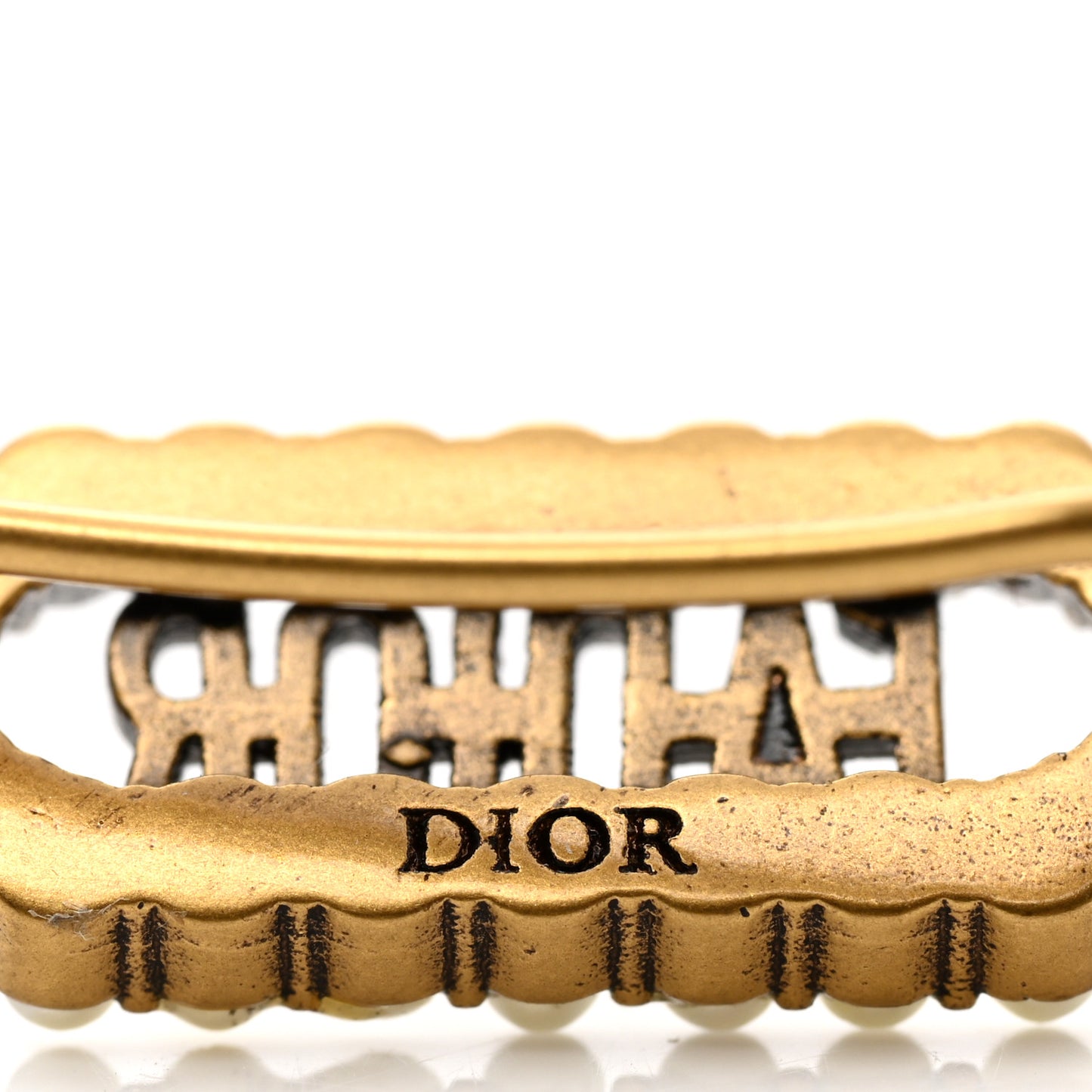 CHRISTIAN DIOR Pearl J'Adior Rectangle Earrings Antique Gold