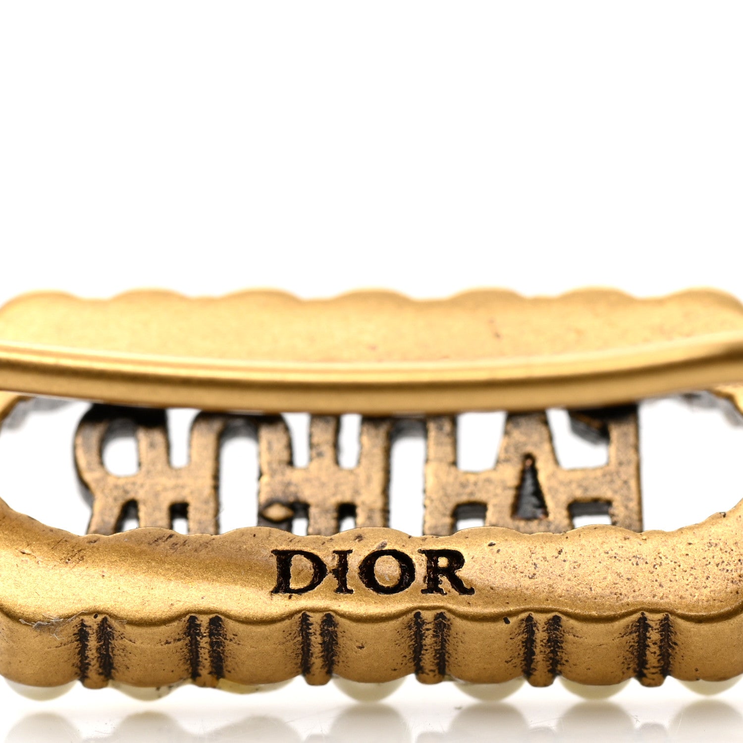 Christian Dior CHRISTIAN DIOR Pearl J'Adior Rectangle Earrings Antique Gold 4 of 4