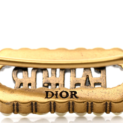 Christian Dior CHRISTIAN DIOR Pearl J'Adior Rectangle Earrings Antique Gold 4 of 4