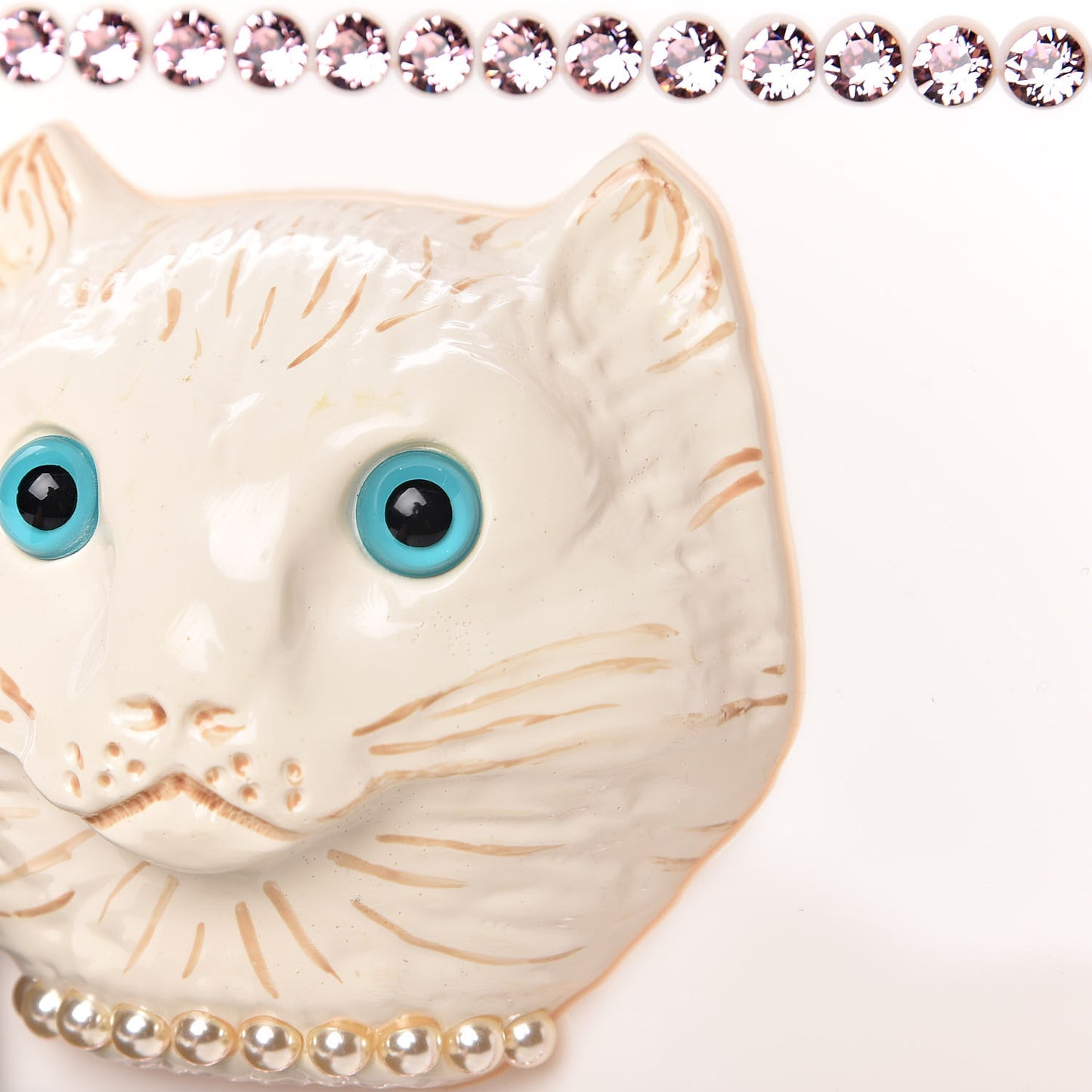 Plexiglass Crystal Cat Face Box Clutch White