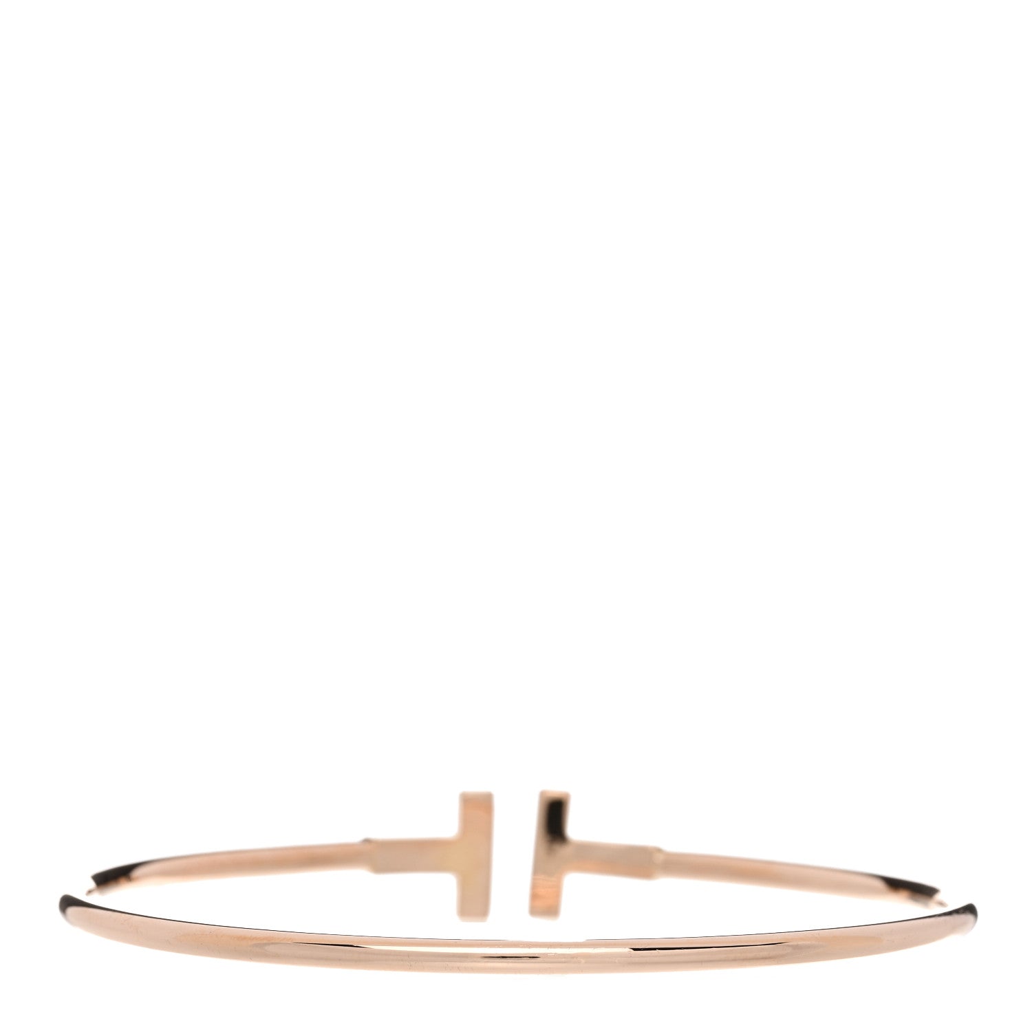 Tiffany 18K Rose Gold Diamond T Wire Bracelet 2 of 5