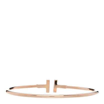 Tiffany 18K Rose Gold Diamond T Wire Bracelet 2 of 5