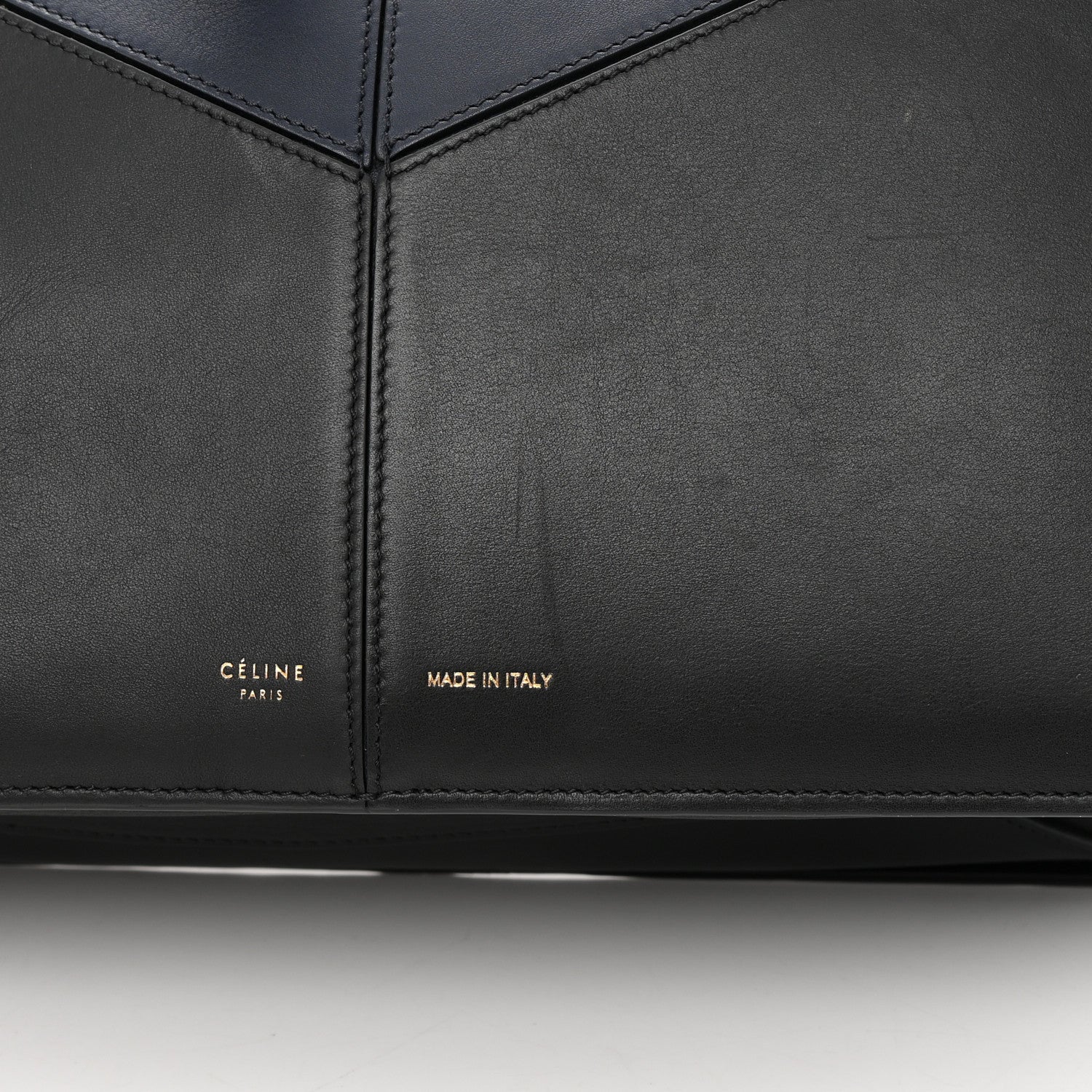 Celine Smooth Calfskin Bi-Color Medium Tri-Fold Bag Black Dark Sea 17 of 20