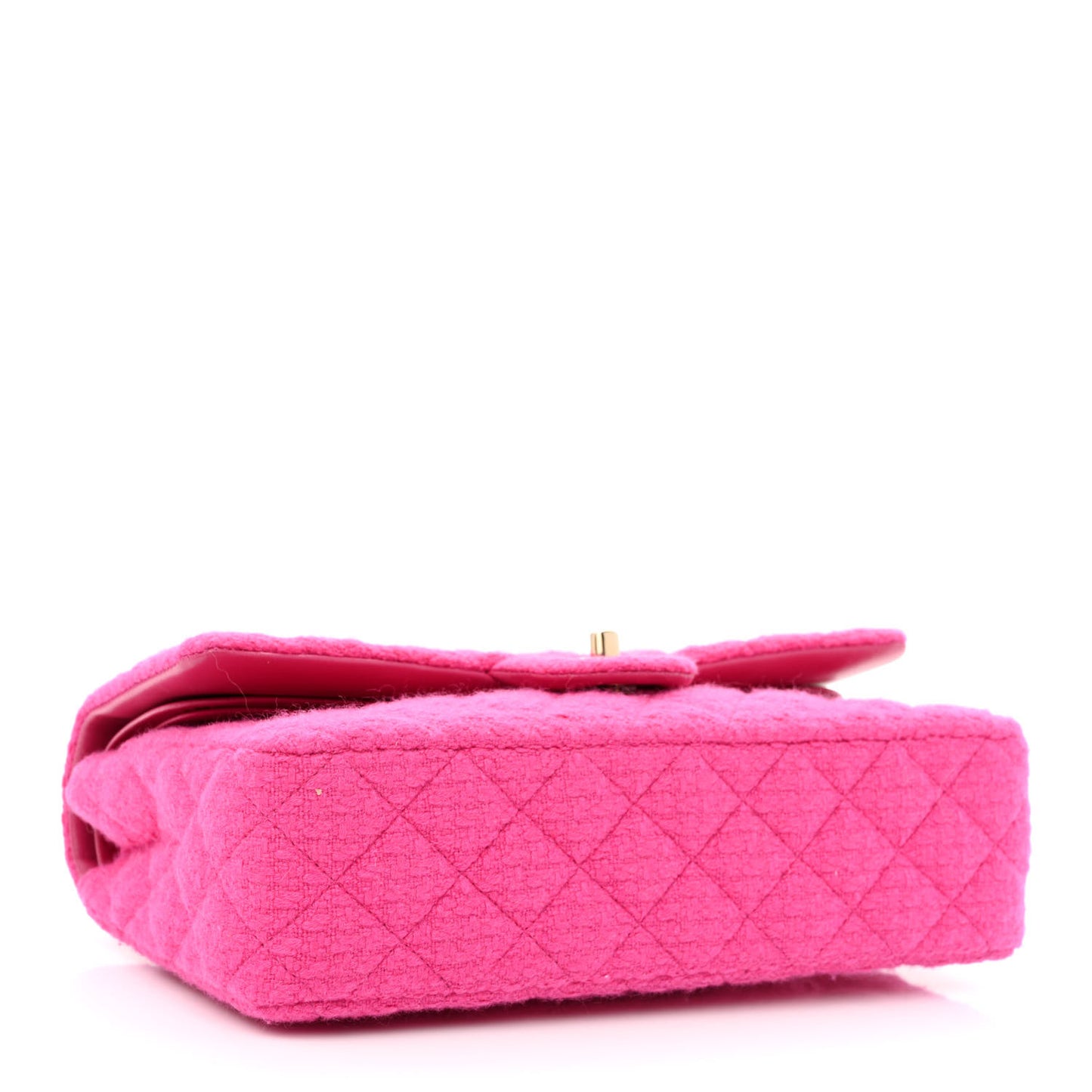 Tweed Quilted Medium Double Flap Fuchsia