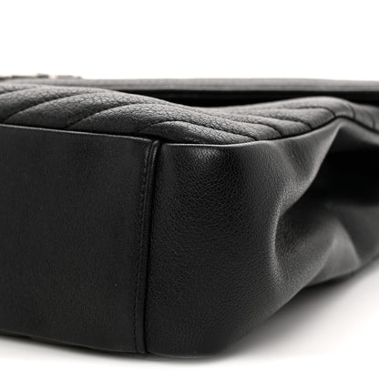 Saint Laurent Sheepskin Matelasse Chevron Monogram Large College Satchel Black 10 of 11