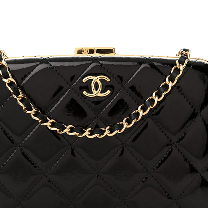 Chanel Glazed Goatskin Quilted Box With Chain Black 8 of 11