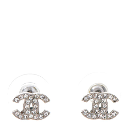 Chanel Crystal Mini Timeless CC Earrings Silver 1 of 5
