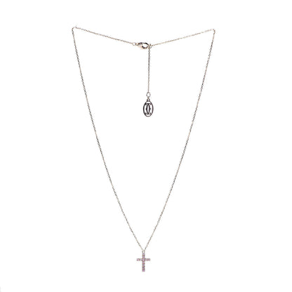 Cartier 18K Pink Gold Pink Sapphire Symbols Cross Pendant Necklace 3 of 6