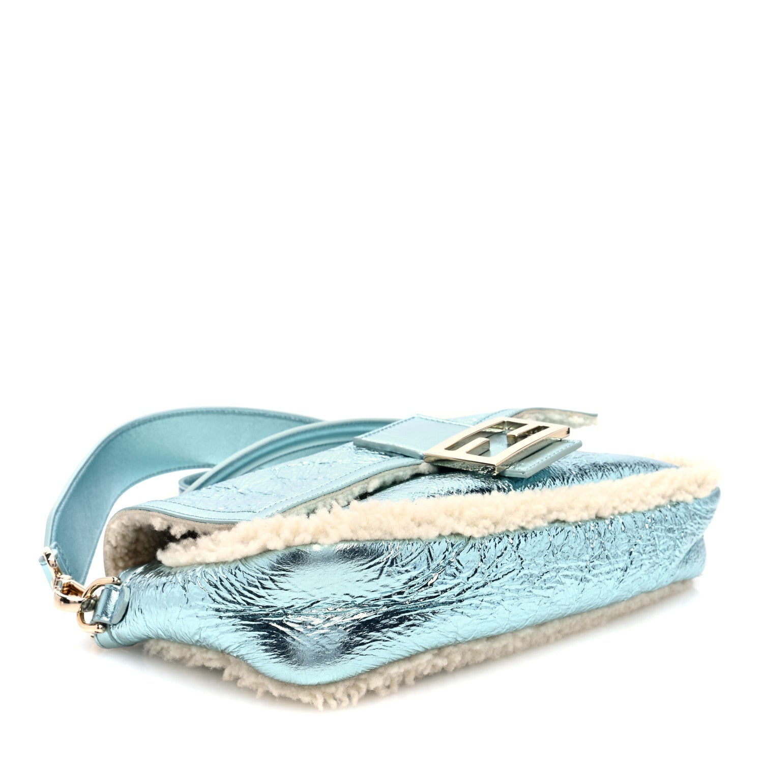 Fendi Metallic Lambskin Sheepskin Fur Re-Edition 2005-2006 Baguette Light Blue 4 of 10