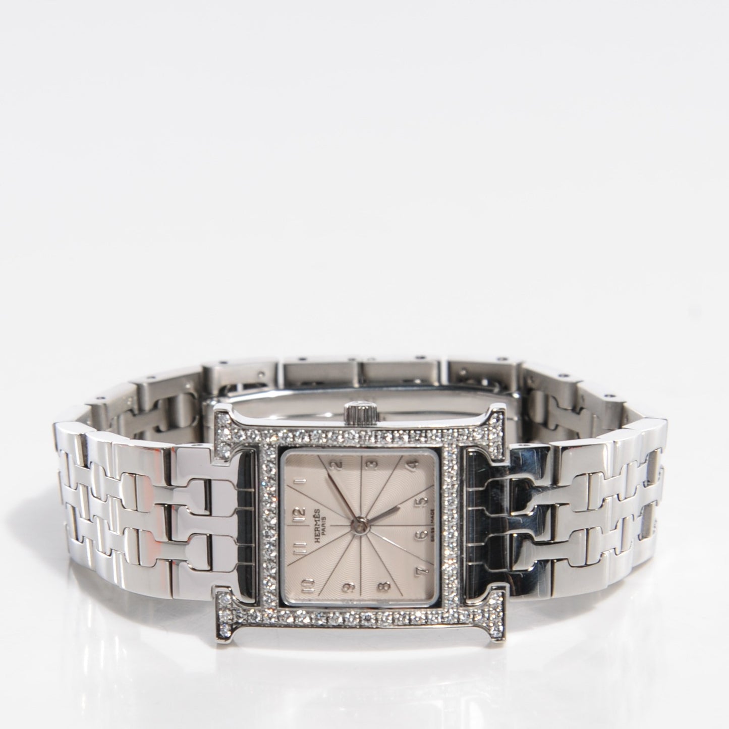 Stainless Steel Diamond Bezel 21mm Heure H Hour Quartz Watch