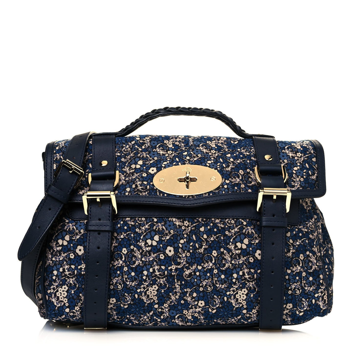 Gecko Jacquard Floral Alexa Satchel Navy