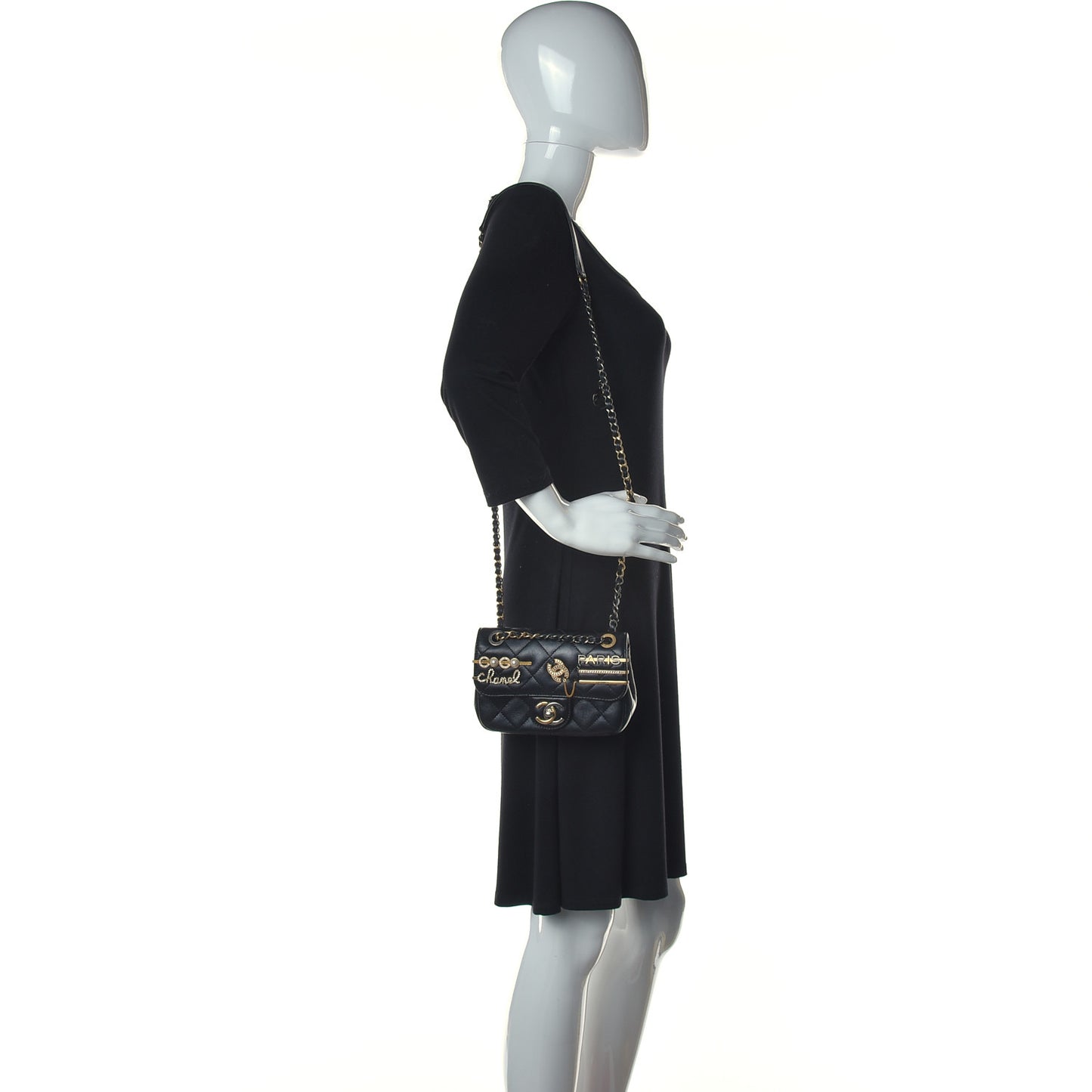 Lambskin Quilted Mini Coco Clips Single Flap Black