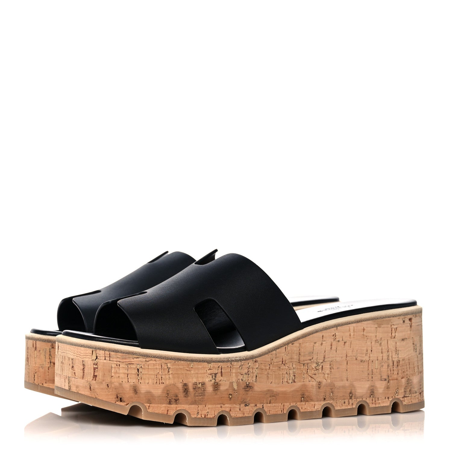Hermes Calfskin Cork Eze 30 Sandals 39 Black 3 of 9