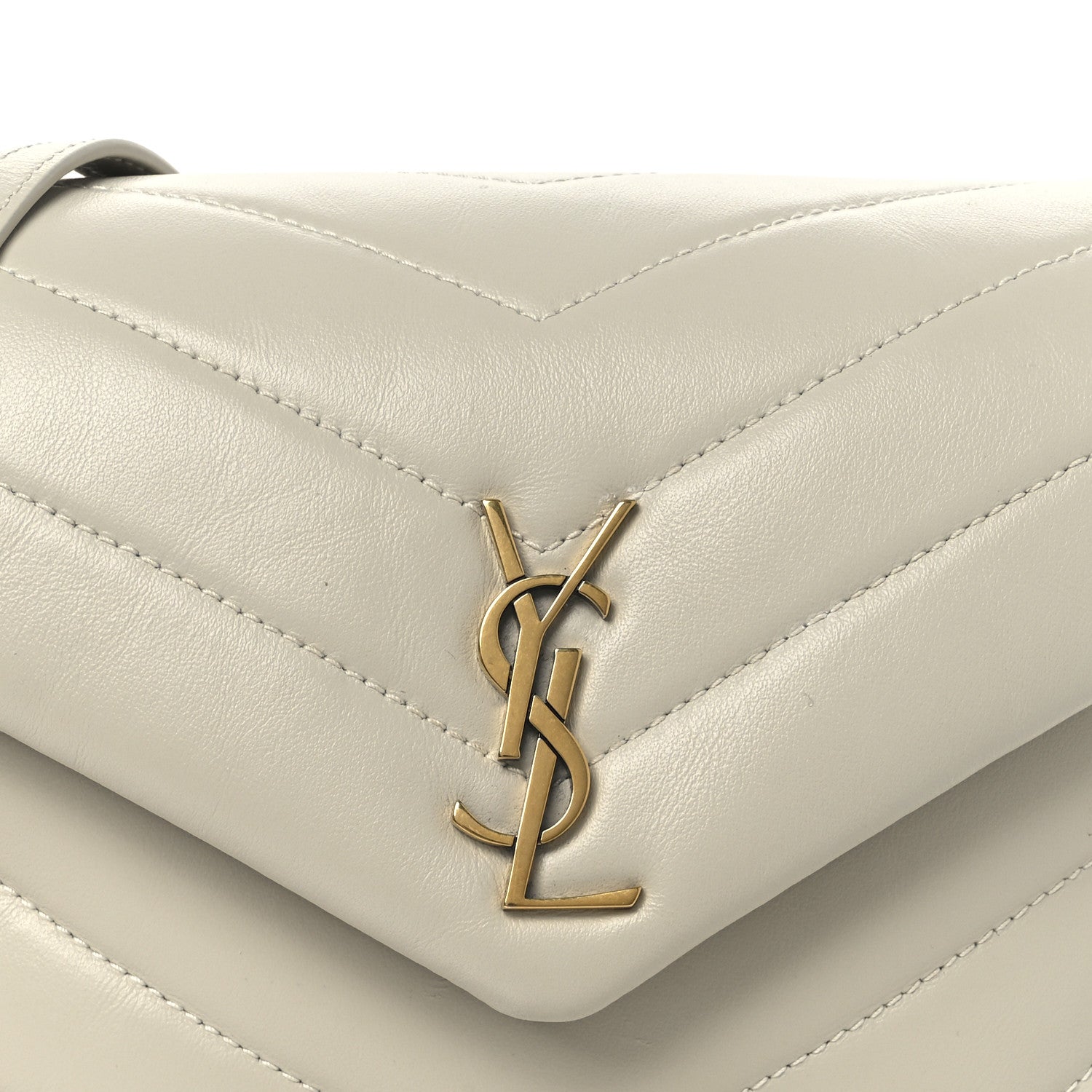 Saint Laurent Calfskin Y Quilted Monogram Toy Loulou Crossbody Bag Blanc Vintage 8 of 10