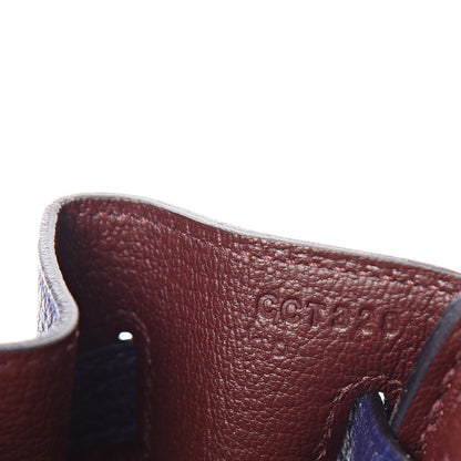 Hermes Togo Swift Officier Birkin 25 Bleu Encre Bordeaux 5 of 11