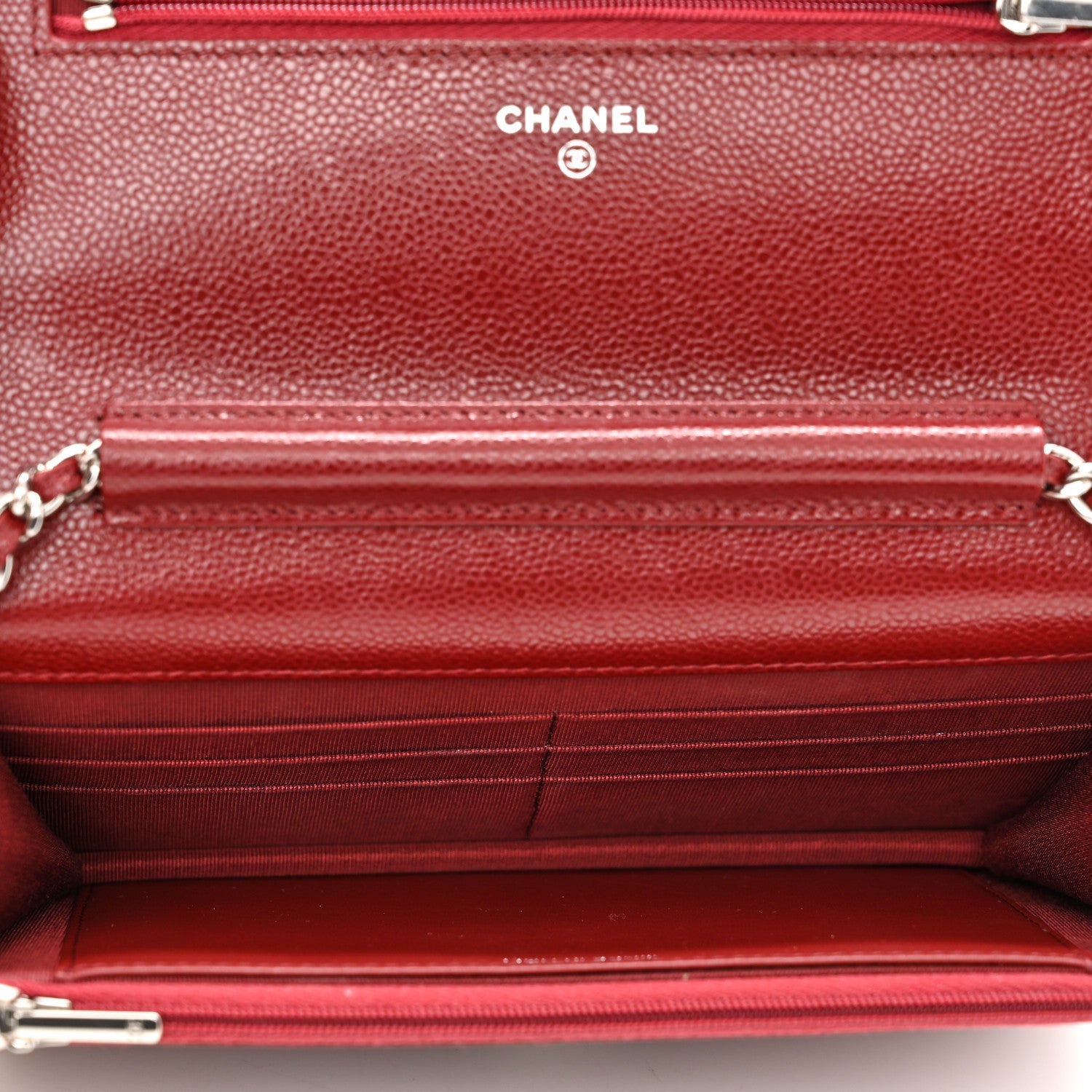 Chanel Caviar Quilted Wallet on Chain WOC Burgundy 5 of 13
