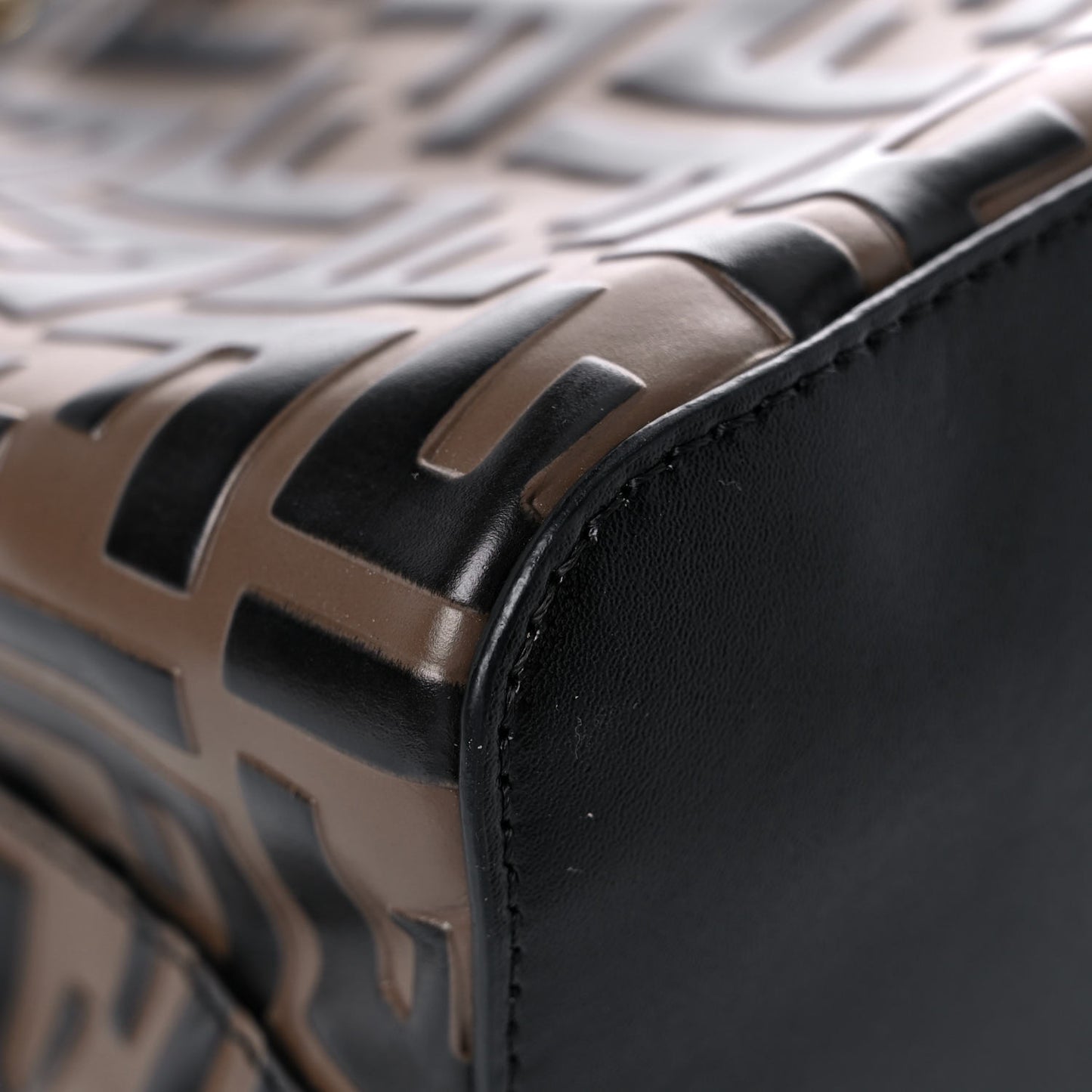 Vitello Liberty F is Fendi Bi-Color FF 1974 Embossed Mini Mon Tresor Bucket Bag Maya Black