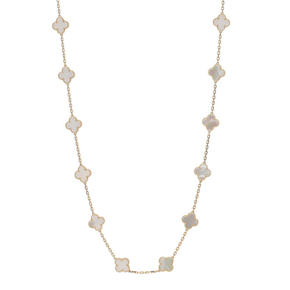 Van Cleef & Arpels 18K Yellow Gold Mother of Pearl 20 Motifs Vintage Alhambra Necklace 1 of 4